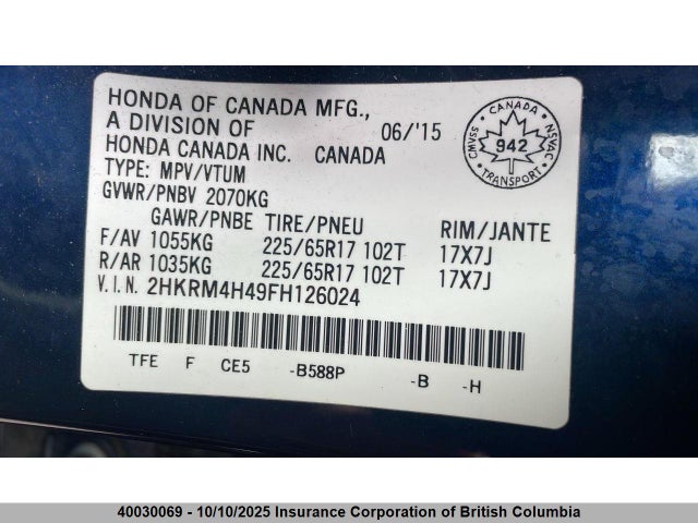 2HKRM4H49FH126024 Honda k24w9