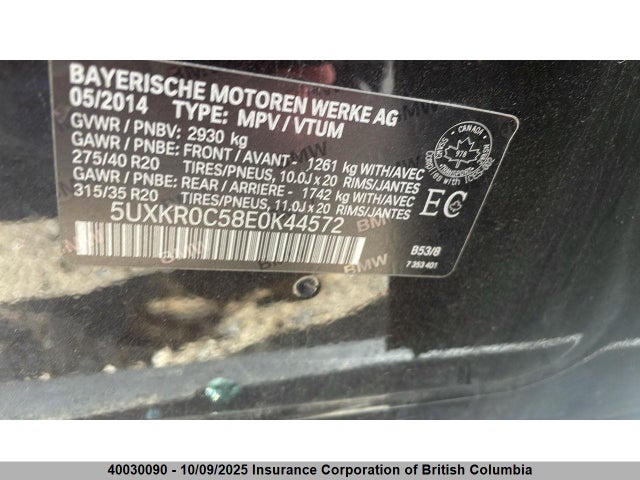 5UXKR0C58E0K44572 BMW X5