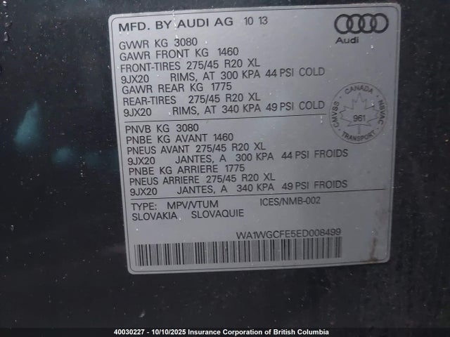 WA1WGCFE5ED008499 Audi Tdi