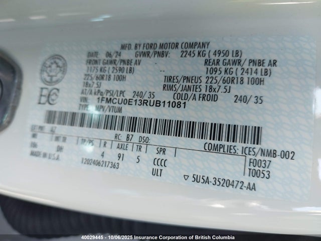Ford dura pfi atk 2024 1FMCU0E13RUB11081 Image 9