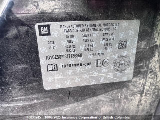 1G1BE5SM8J7136868 Chevrolet le2 -di: direct injection, vvt: variable valve timing, gen, alum