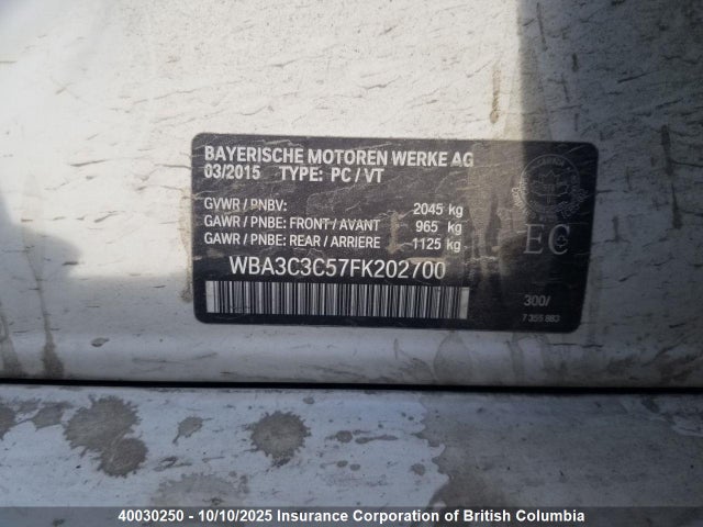 WBA3C3C57FK202700 BMW 2015