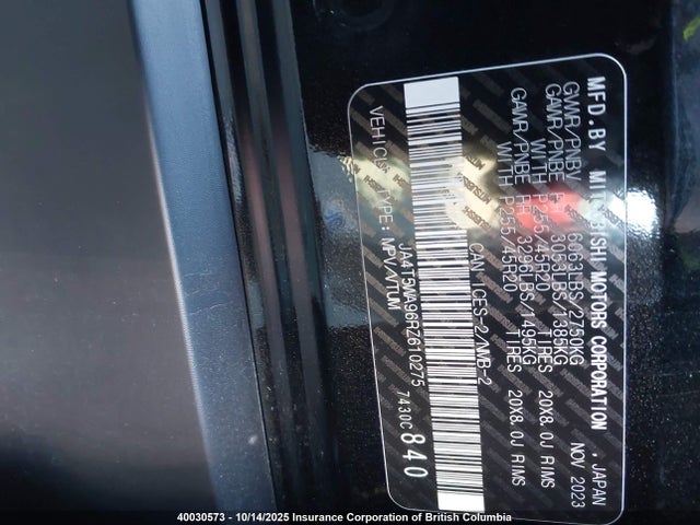 JA4T5WA96RZ610275 Mitsubishi s91-ya1