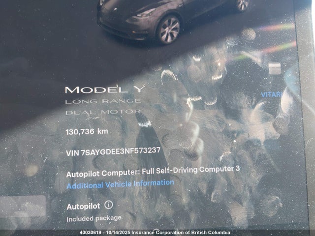 Tesla Model Y 2022 7SAYGDEE3NF573237 Image 16