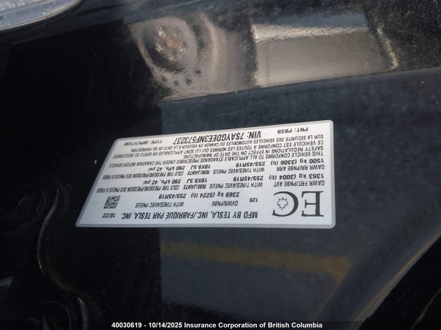 Tesla Model Y 2022 7SAYGDEE3NF573237 Image 9