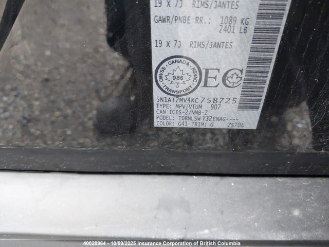Nissan 2019 2019 5N1AT2MV4KC758725 Image 9