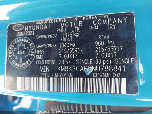 Hyundai mpi nu pe 2022 KM8K2CAB5NU788841 Image 9