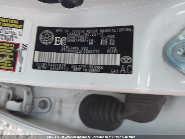 Toyota 2zr-fe 2015 2T1BURHE0FC393112 Image 9