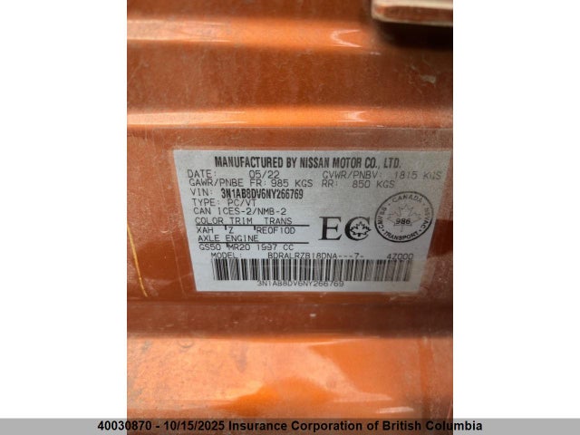 3N1AB8DV6NY266769 Nissan 2022