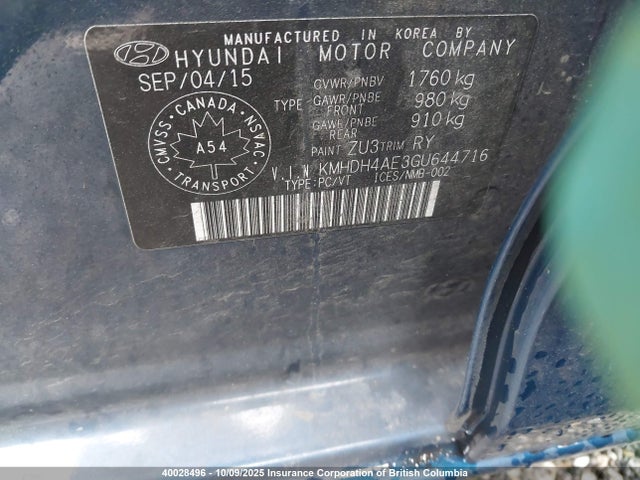 Hyundai dohc mpi nu 2016 KMHDH4AE3GU644716 Image 9