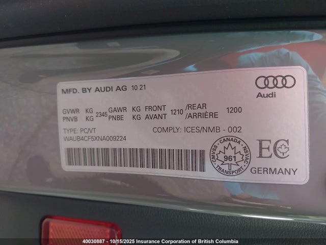 WAUB4CF5XNA009224 Audi 2022