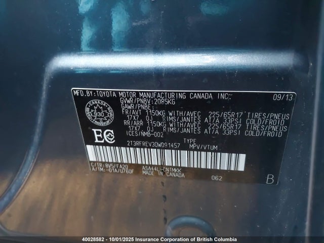 Aukcja sprzedaży 2013 Toyota Rav4 Xle, vin: 2T3RFREV3DW091457, numer aukcji: 40028582