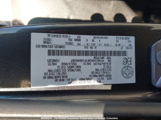 1FMCU9G91FUB99387 Ford 2015