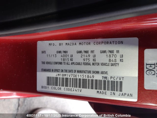 JM1BM1V70E1151849 Mazda pe
