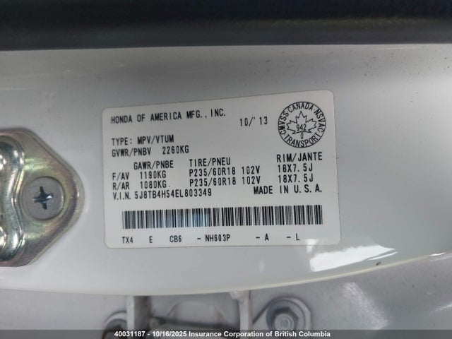 5J8TB4H54EL803349 Acura j35z2