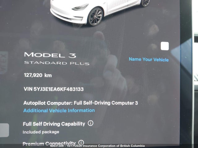 5YJ3E1EA6KF483133 Tesla MODEL 3