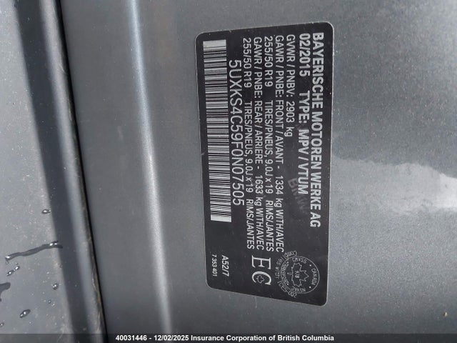 BMW X5 2015 5UXKS4C59F0N07505 Image 9