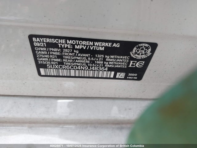 5UXCR6C04N9J48364 BMW X5