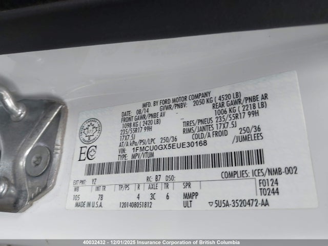 1FMCU0GX5EUE30168 Ford ESCAPE SE