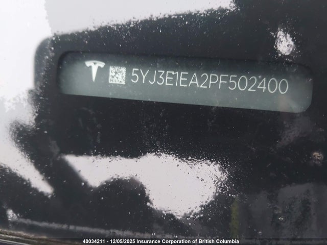 5YJ3E1EA2PF502400 Tesla MODEL 3