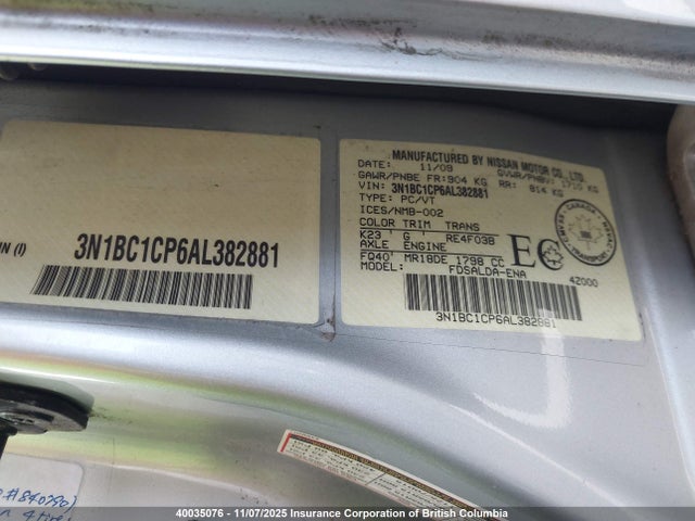 Aukcja sprzedaży 2010 Nissan Versa, vin: 3N1BC1CP6AL382881, numer aukcji: 40035076
