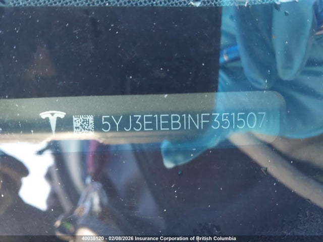 5YJ3E1EB1NF351507 Tesla MODEL 3