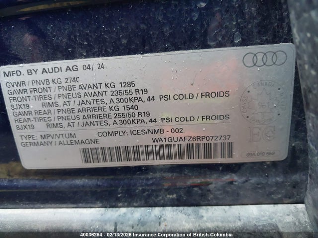 WA1GUAFZ6RP072737 Audi Q4 E-TRON