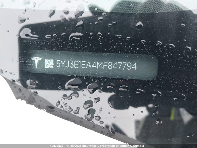 Продаж на аукціоні авто 2021 Tesla Model 3, vin: 5YJ3E1EA4MF847794, номер лоту: 40036833