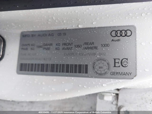 Aukcja sprzedaży 2019 Audi A3 Premium/titanium, vin: WAUAUGFFXKA078213, numer aukcji: 40035406