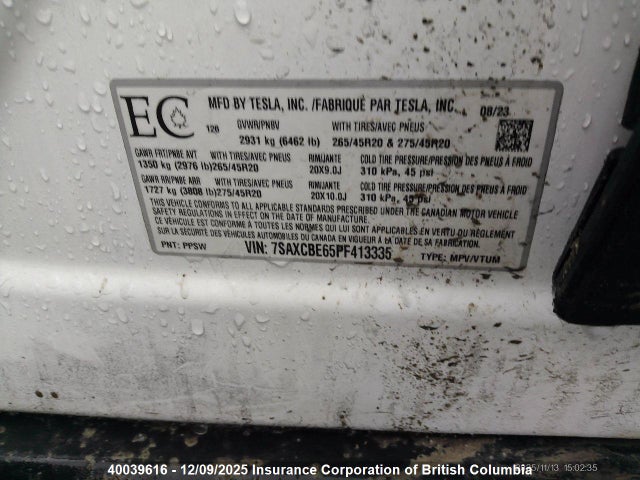 7SAXCBE65PF413335 Tesla MODEL X