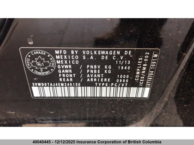 40040445 :رقم المزاد ، 3VWD07AJ4EM245130 vin ، 2014 Volkswagen Jetta مزاد بيع