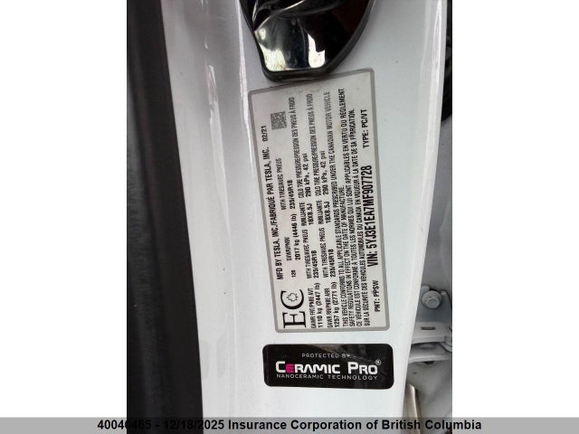 5YJ3E1EA7MF907728 Tesla Model 3 Standard Range/standard Range Plus