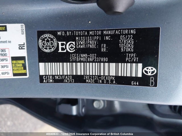 Toyota COROLLA L 2022 5YFBPMBE8NP337890 Image 27