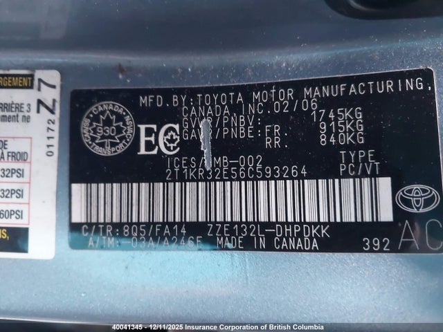 Продаж на аукціоні авто 2006 Toyota Corolla Matrix Xr, vin: 2T1KR32E56C593264, номер лоту: 40041345