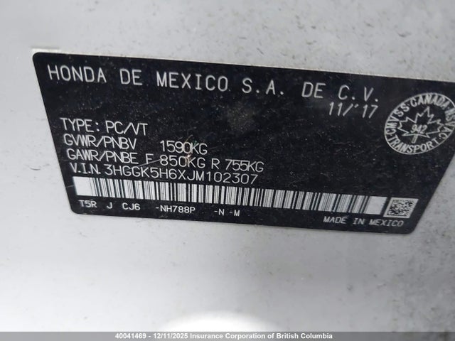 Aukcja sprzedaży 2018 Honda Fit, vin: 3HGGK5H6XJM102307, numer aukcji: 40041469