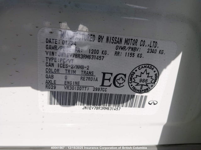 JN1EV7BR3RM631457 Infiniti Q50