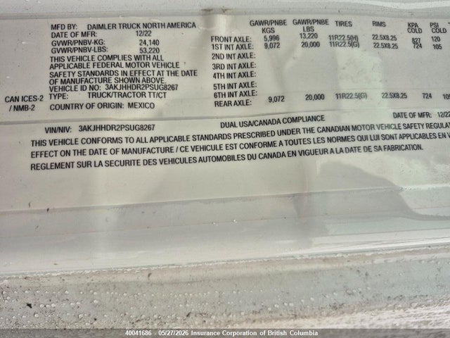 Продаж на аукціоні авто 2023 Freightliner New Cascadia 126, vin: 3AKJHHDR2PSUG8267, номер лоту: 40041686