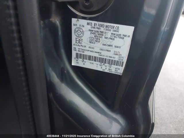 Aukcja sprzedaży 2006 Ford F350 Srw Super Duty, vin: 1FTWX31P16EC44402, numer aukcji: 40036444