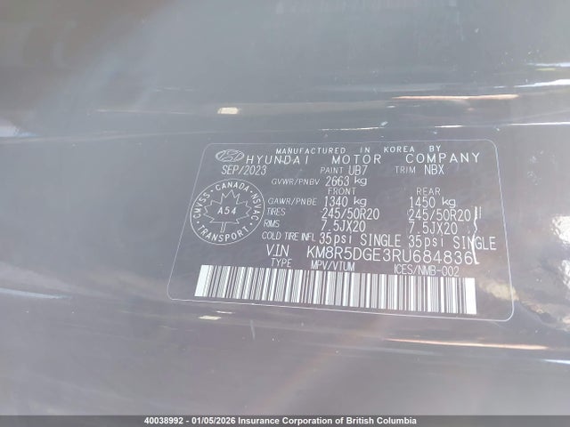 Hyundai Palisade Limited 2024 KM8R5DGE3RU684836 Image 9