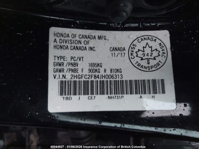 2HGFC2F84JH006313 Honda k20c2