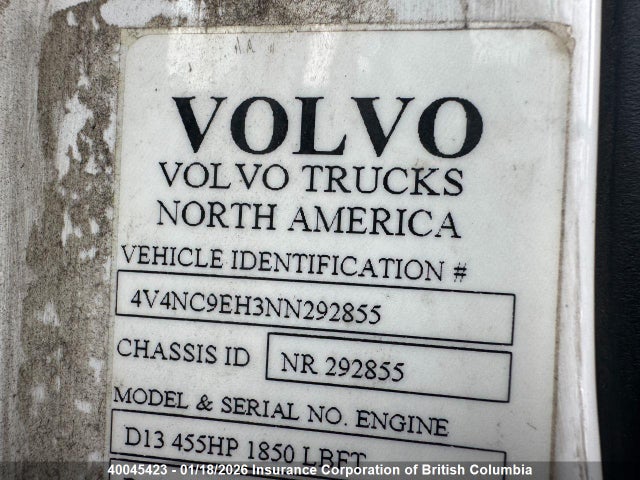 4V4NC9EH3NN292855 Volvo Vn L
