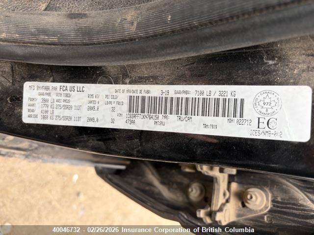 RAM 1500 Big Horn/lone Star 2019 1C6SRFFT1KN764150 Image 17