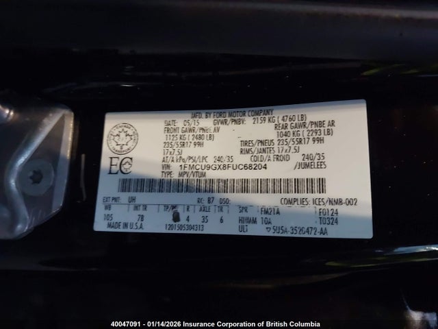Ford Escape 2015 1FMCU9GX8FUC68204 Image 9