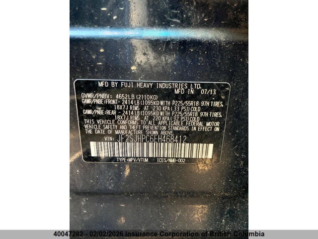 JF2SJHPC6EH468412 Subaru Forester 2.0xt Touring