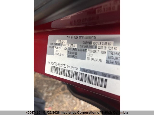 Mazda py 2017 JM3KFBCL4H0116250 Image 10