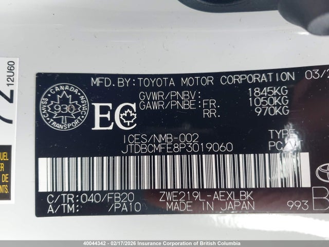 JTDBCMFE8P3019060 Toyota Corolla Le/se/xle