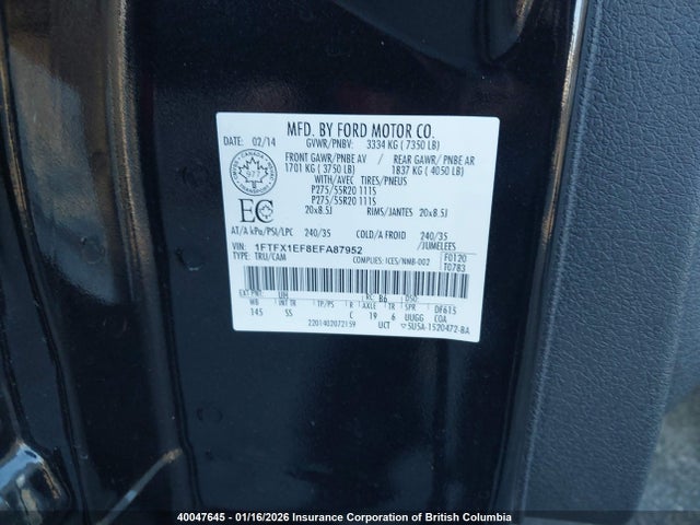 Aukcja sprzedaży 2014 Ford F150, vin: 1FTFX1EF8EFA87952, numer aukcji: 40047645