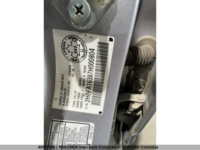 Aukcja sprzedaży 2007 Honda Civic, vin: 2HGFA16387H000804, numer aukcji: 40047796