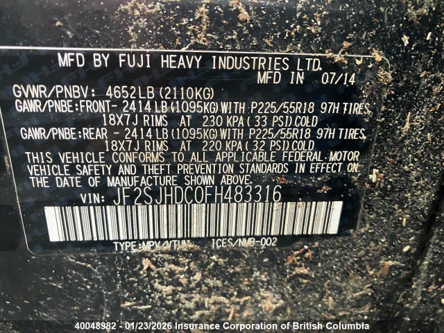 JF2SJHDC0FH483316 Subaru Forester 2.0xt Premium