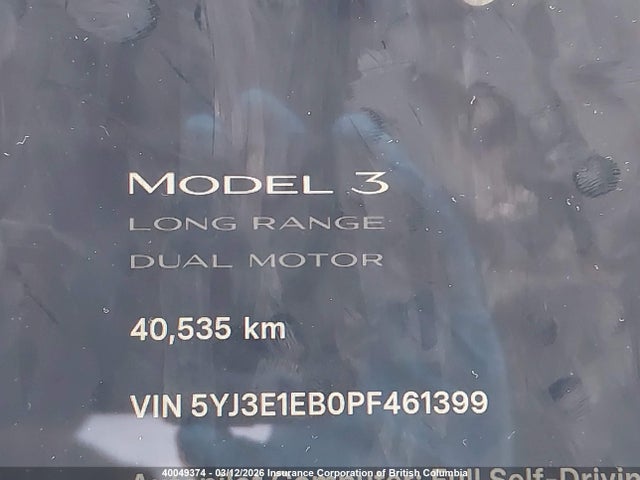 Aukcja sprzedaży 2023 Tesla Model 3, vin: 5YJ3E1EB0PF461399, numer aukcji: 40049374